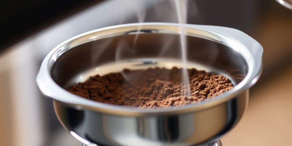 Breville portafilter with coffee grounds