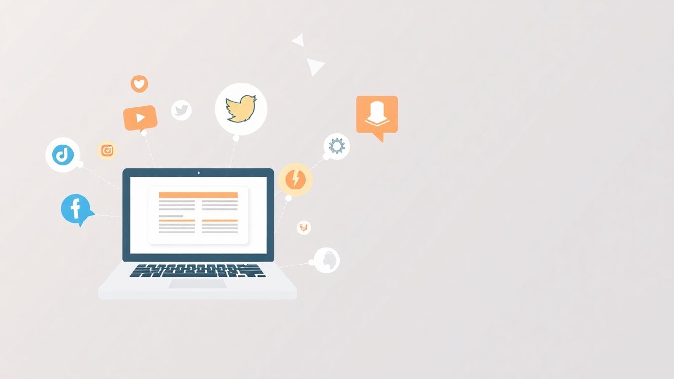 Digital markedsføring med moderne illustrasjoner og myke farger.