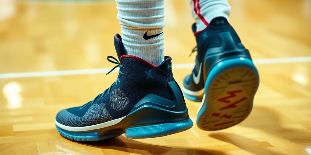 LeBron 19 basketball shoes in action.