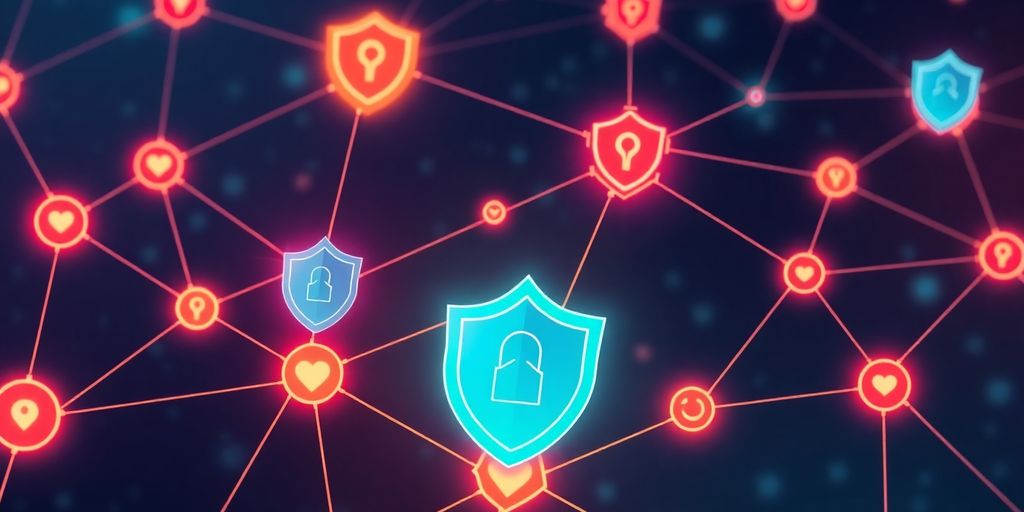Illustrative image of decentralized insurance with digital shields.