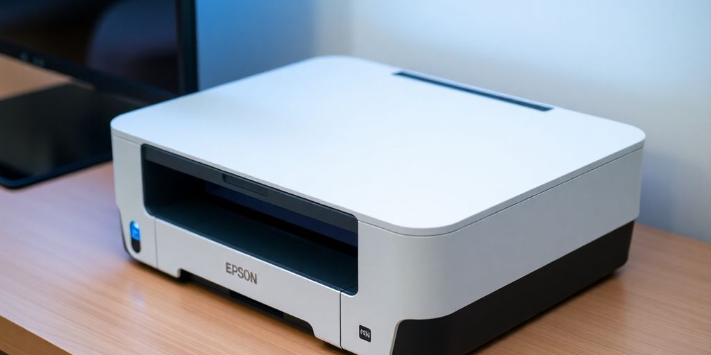 Impressora Epson moderna em um ambiente de escritório limpo.