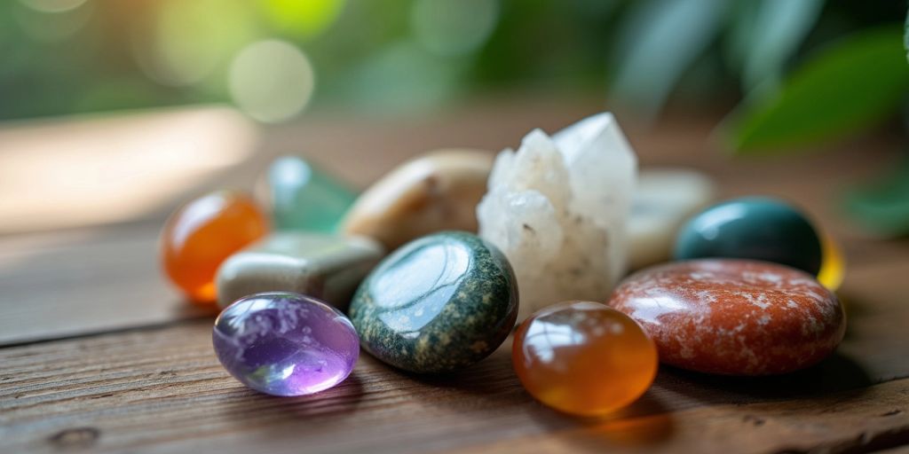 Pietre terapeutiche su superficie di legno