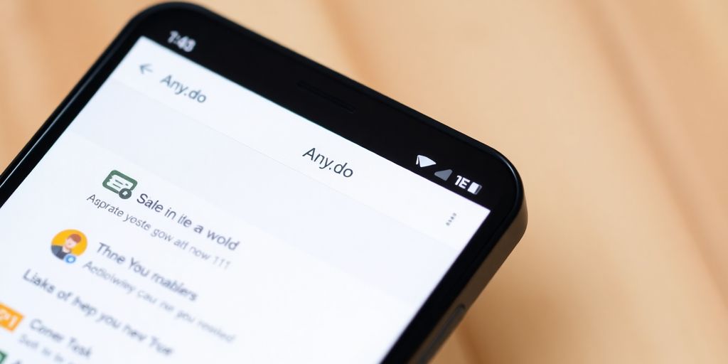 Nahaufnahme eines Smartphones mit der Any.do App.