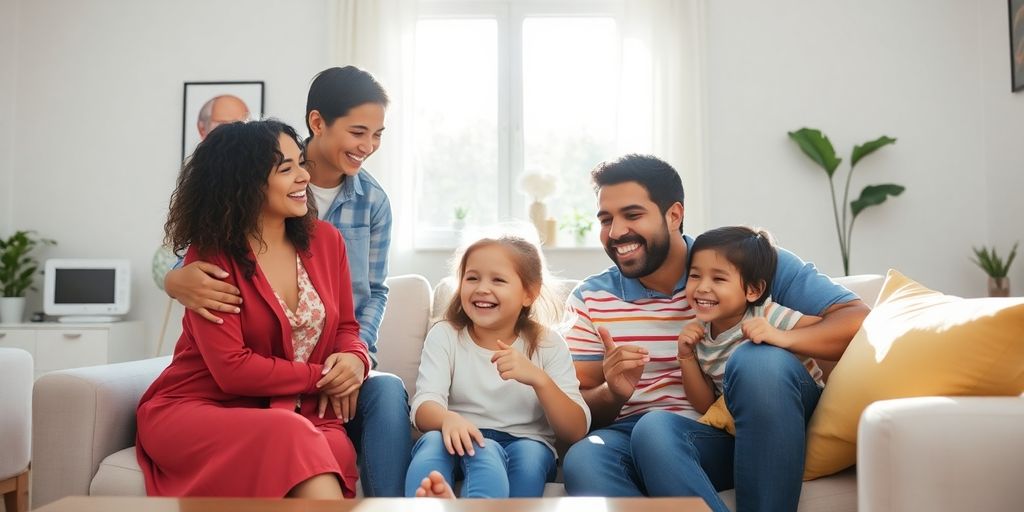 Familj som njuter av sitt IKEA-inredda hem