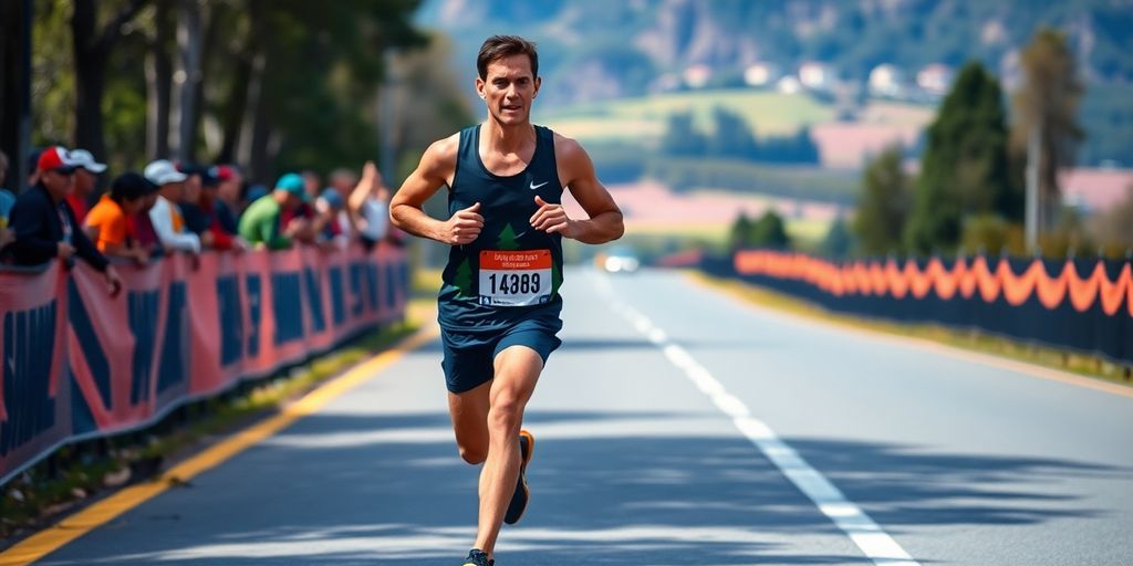 Runner training for a sub 4 marathon on a course.