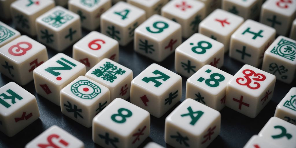 Mahjong tiles displaying numbers in an organized layout.
