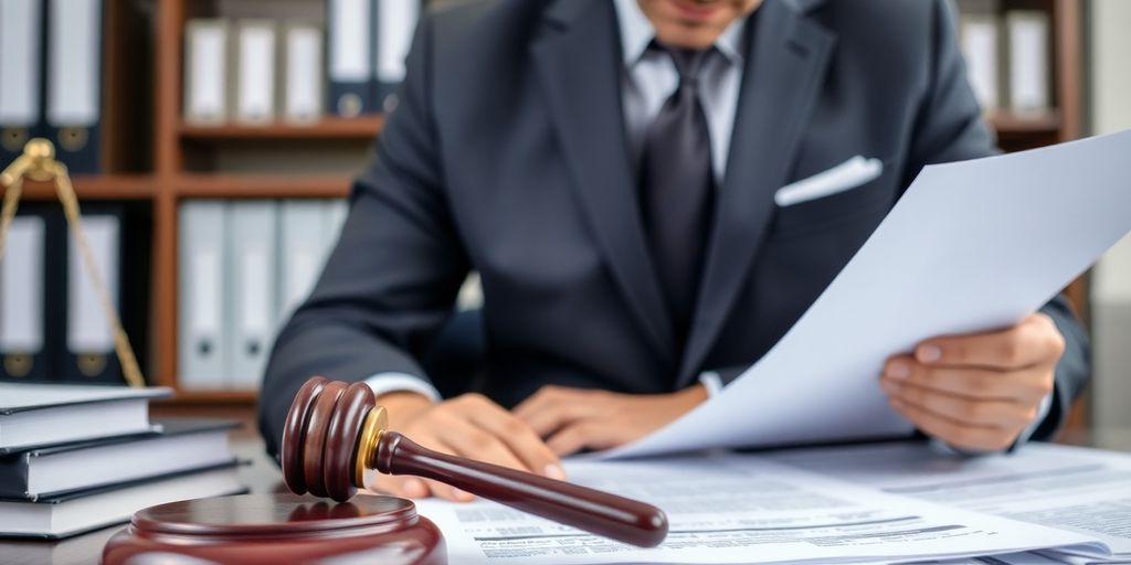 Lawyer examining evidence for truck accident case.