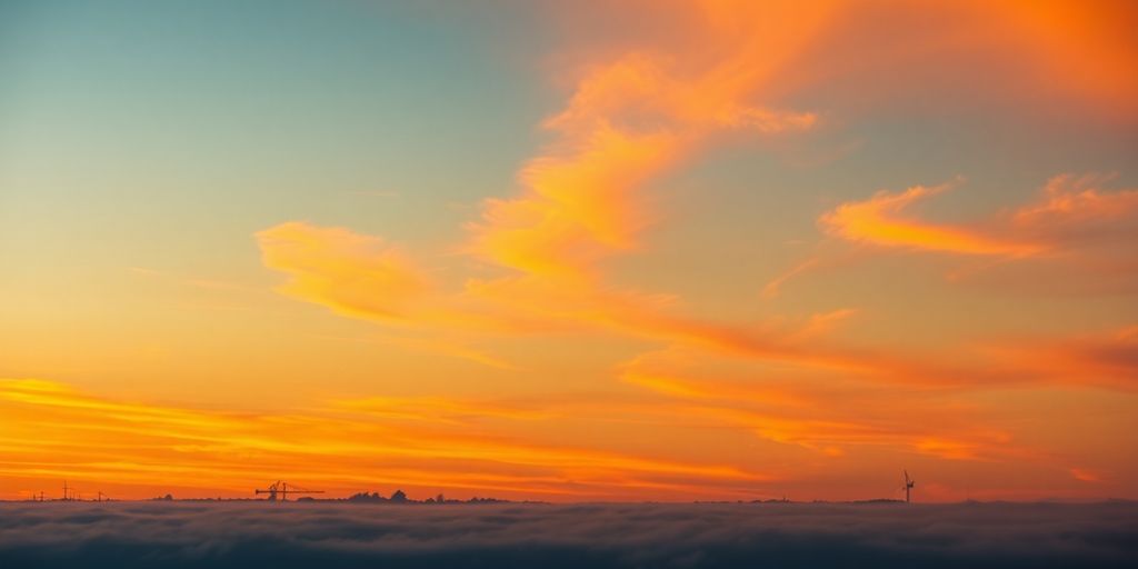 Ciel orangé au-dessus de la côte française.