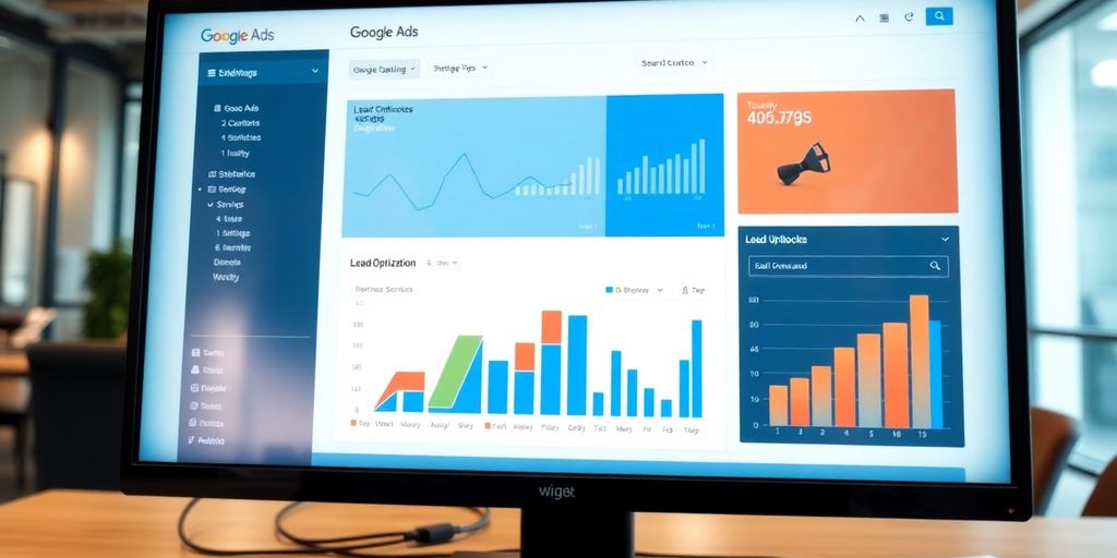 Tela do Google Ads com métricas de otimização de leads.