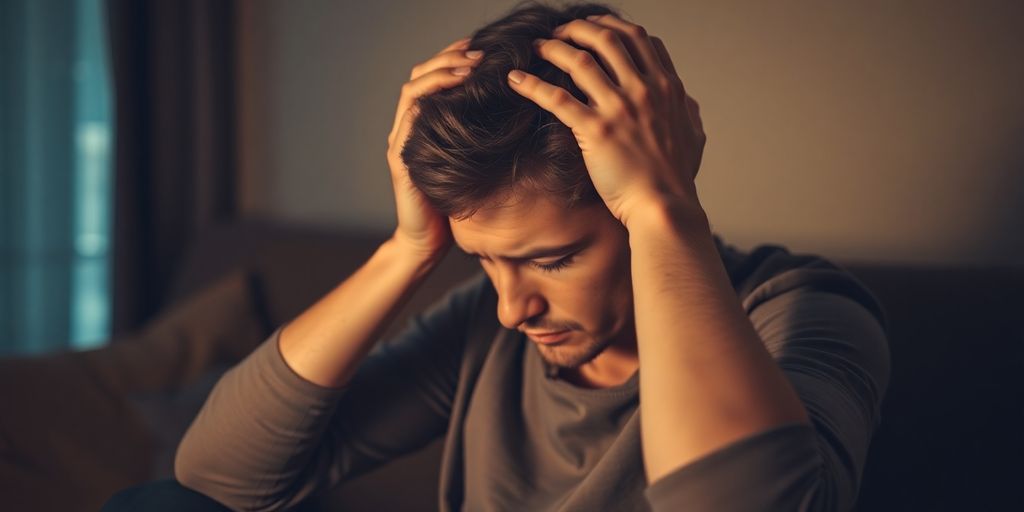 Person in pain sitting on a couch, demonstrating chronic pain.