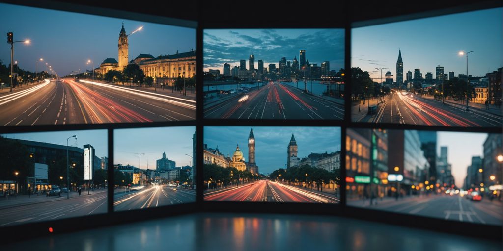 Comparison of analogue and IP CCTV cameras on split screen.
