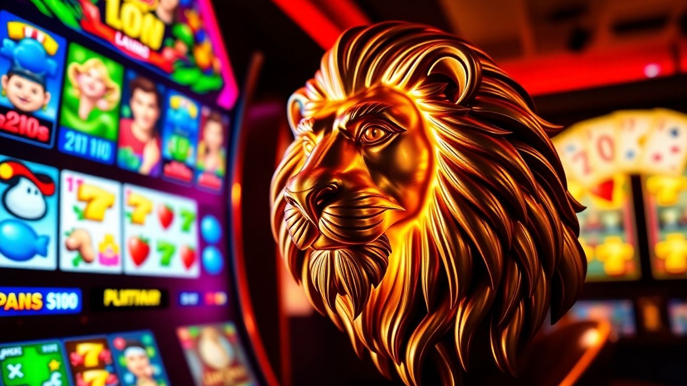 Lion et jeux de casino lumineux