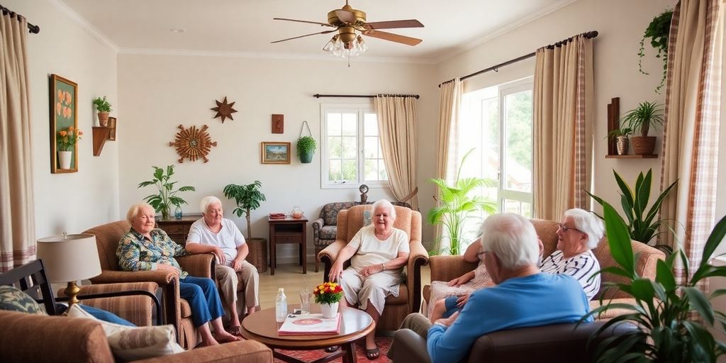 Ambiente acolhedor da casa de repouso em Jabaquara.
