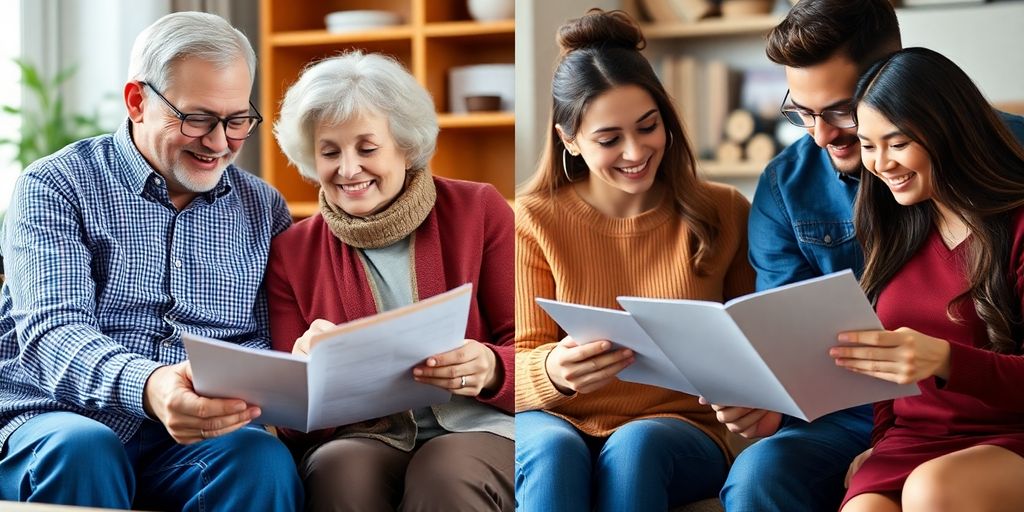 Diverse individuals discussing Medicare and private insurance options.