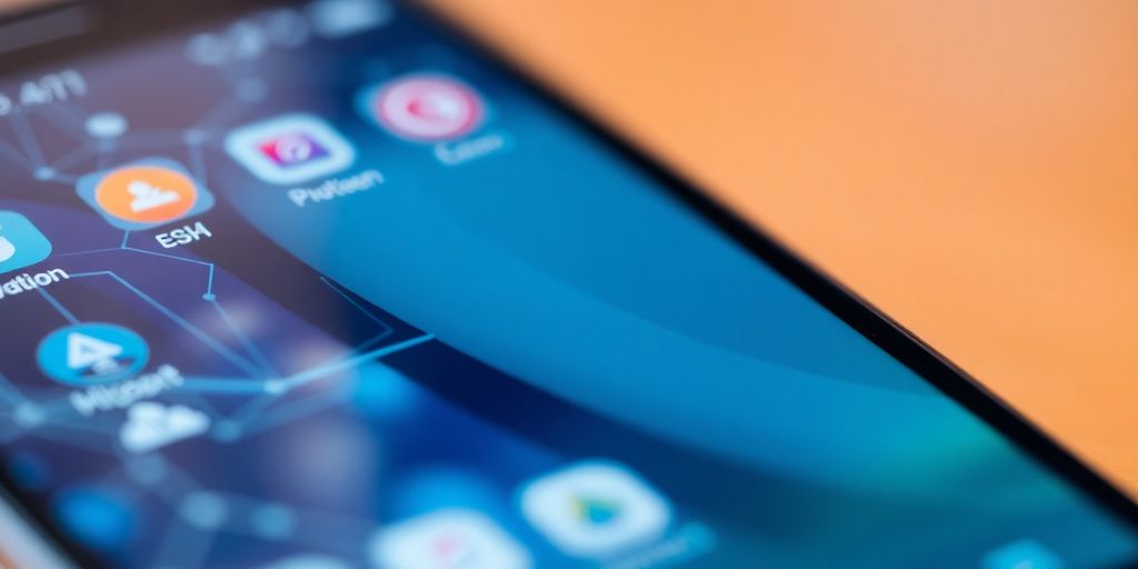 Smartphone displaying digital wallet with blockchain overlay.