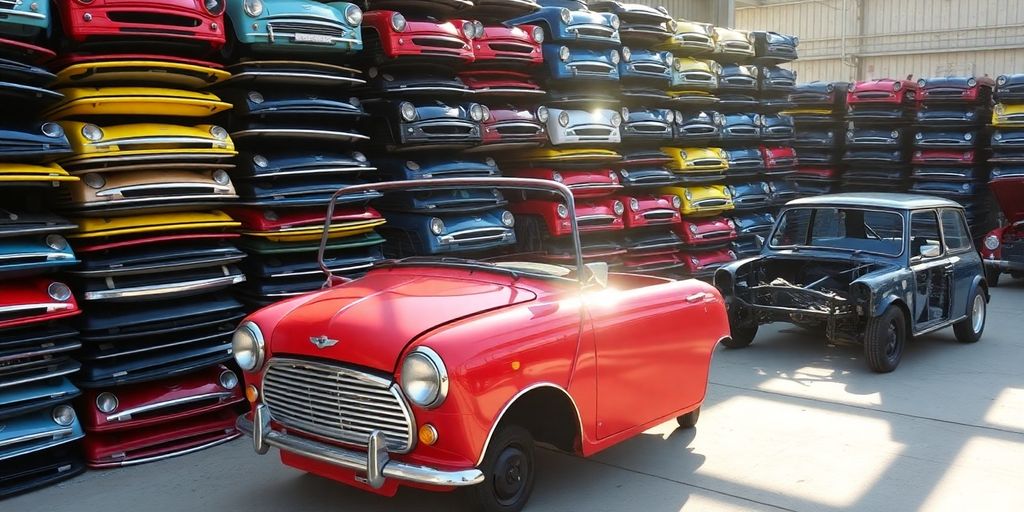 Used Mini Cooper parts on shelves