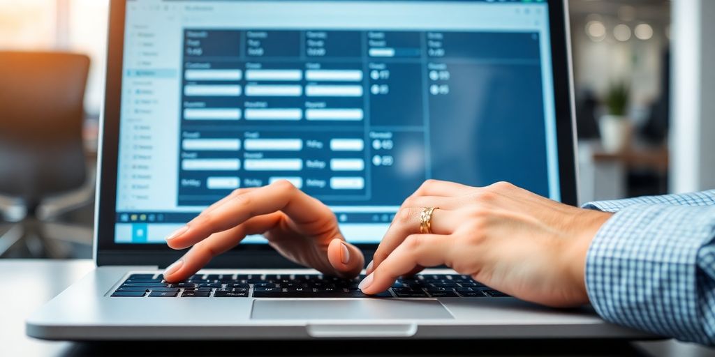 Person navigating a digital portal.