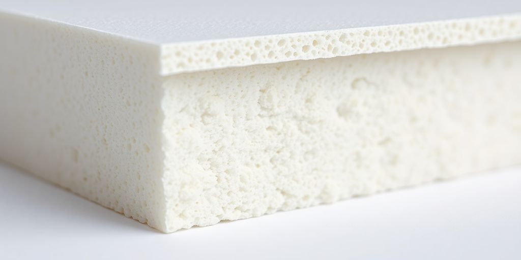 Close-up of a cut sandwich panel with foam core.