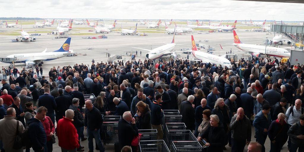 Avions au sol, passagers frustrés, aéroport bondé