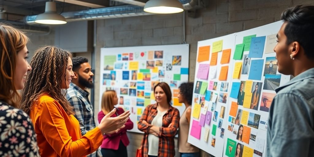 Creative professionals collaborating on visual concepts.