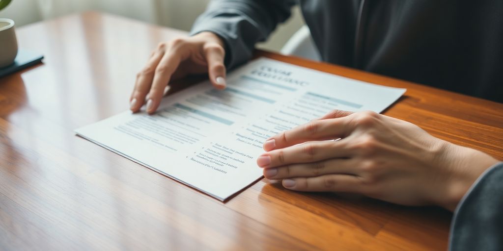 A person organizing various CV sections.