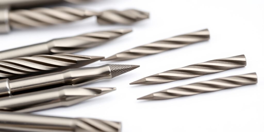 Clean nail drill bits on a white background.