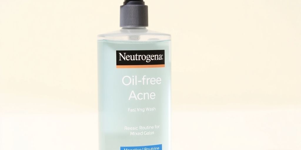 Neutrogena Oil-Free Acne Wash bottle on a white background.