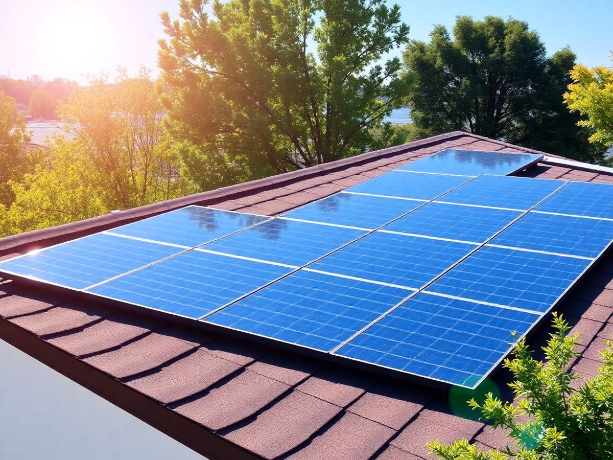 Panouri solare montate pe acoperișul unei case.