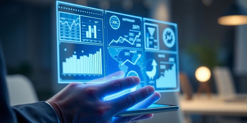 AI assisting affiliate marketer with data analysis.