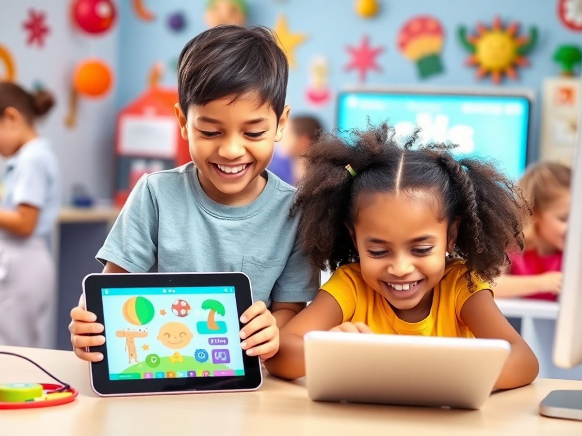 Copii jucându-se jocuri educative online.