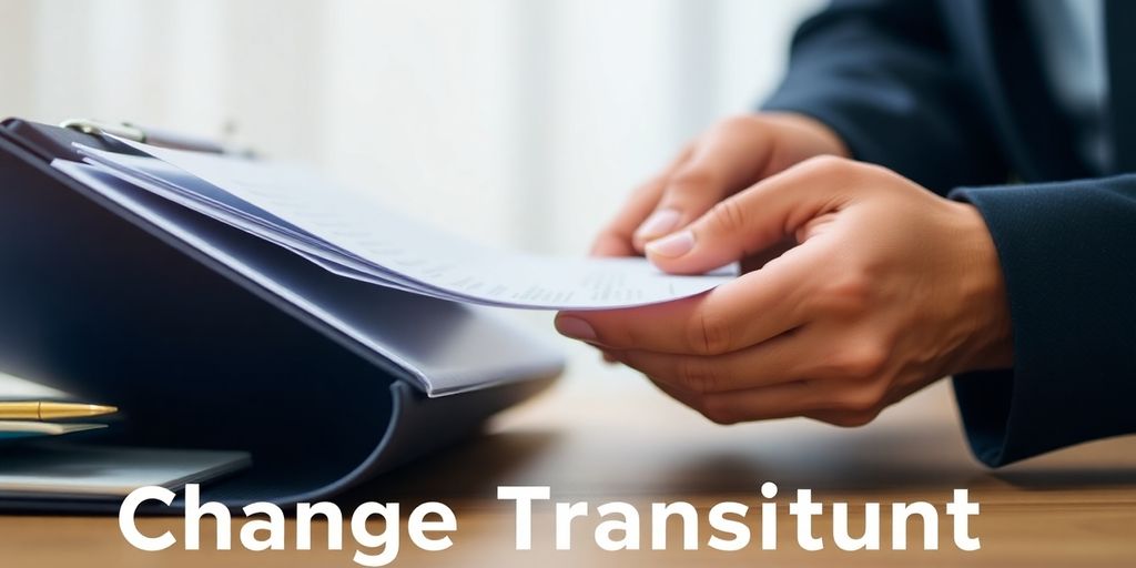 Person wechselt Dokumente zwischen zwei Ordnern.