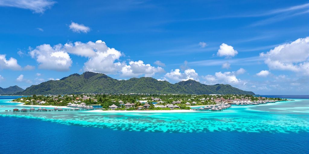 Luxury resort in Raja Ampat with turquoise waters.