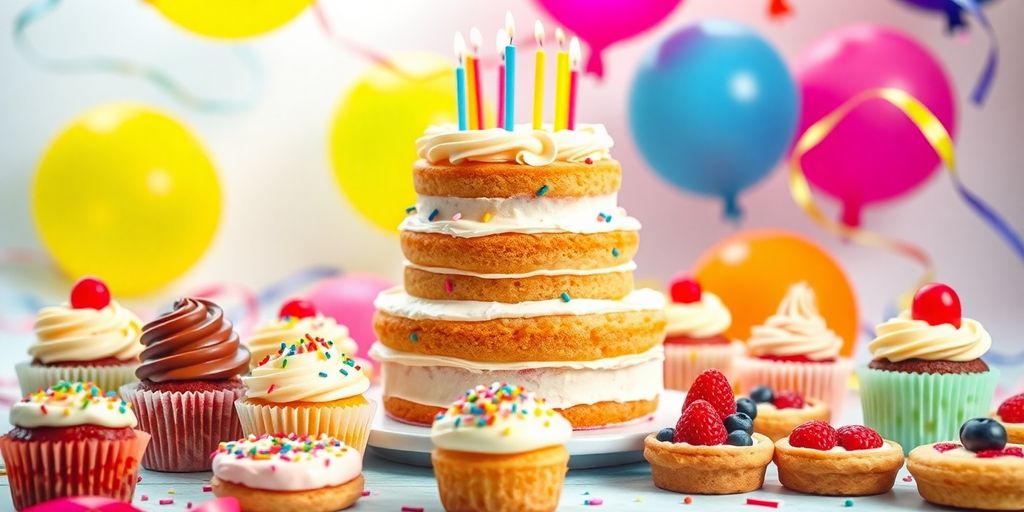 ของหวานงานวันเกิดหลากหลายสีสันน่ารับประทาน