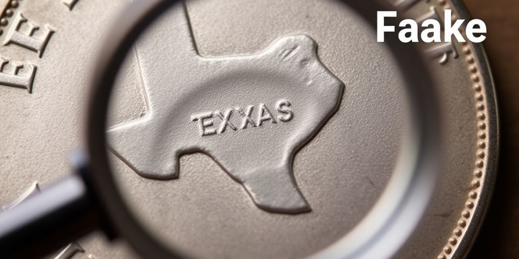 Texas coin with counterfeit detection tools.