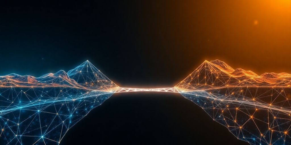 Connecting blockchain networks with a visual bridge.