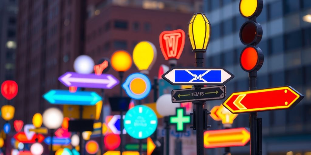 Variety of illuminated and directional markers.