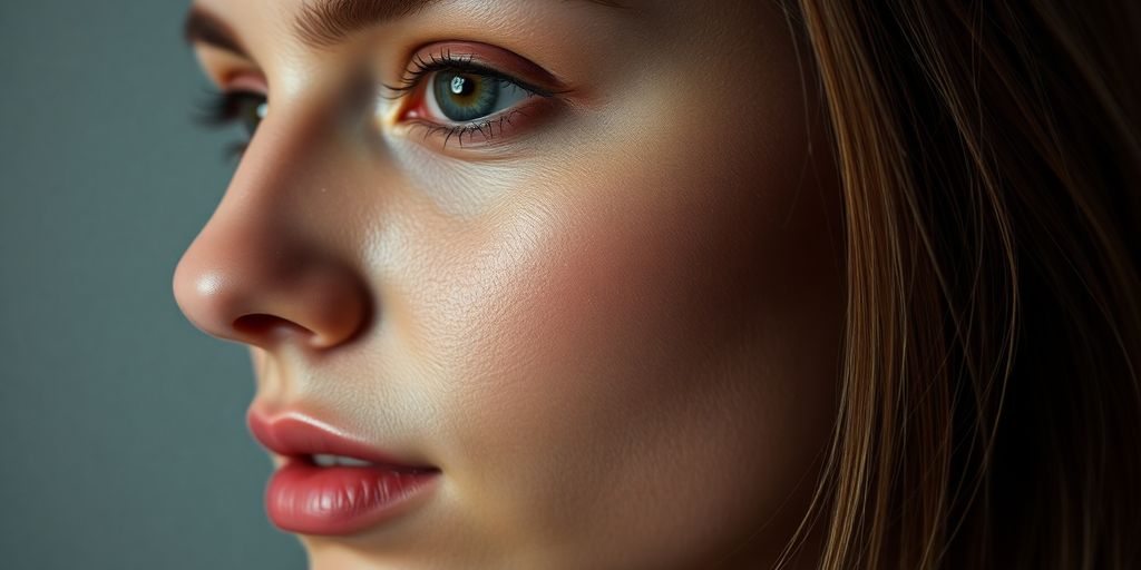 Rosto de mulher com pixels coloridos misturados e distorções.