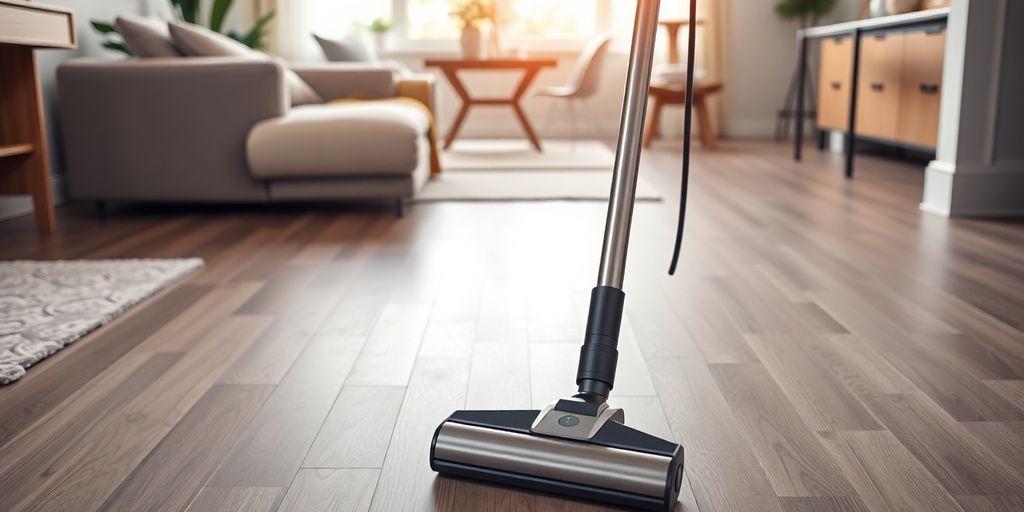 Staubsauger in einem modernen Zuhause mit verschiedenen Böden.