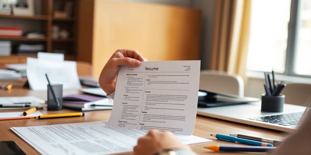 A person organizing resume sections.