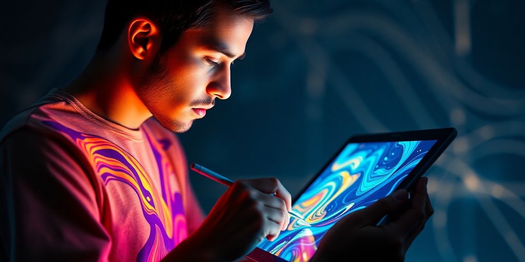 Digital artist creating AI-generated art.