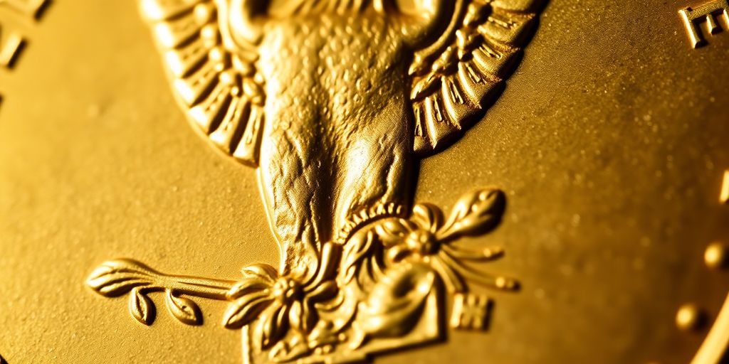 Close-up of a Dallas Mint gold quarter eagle coin.
