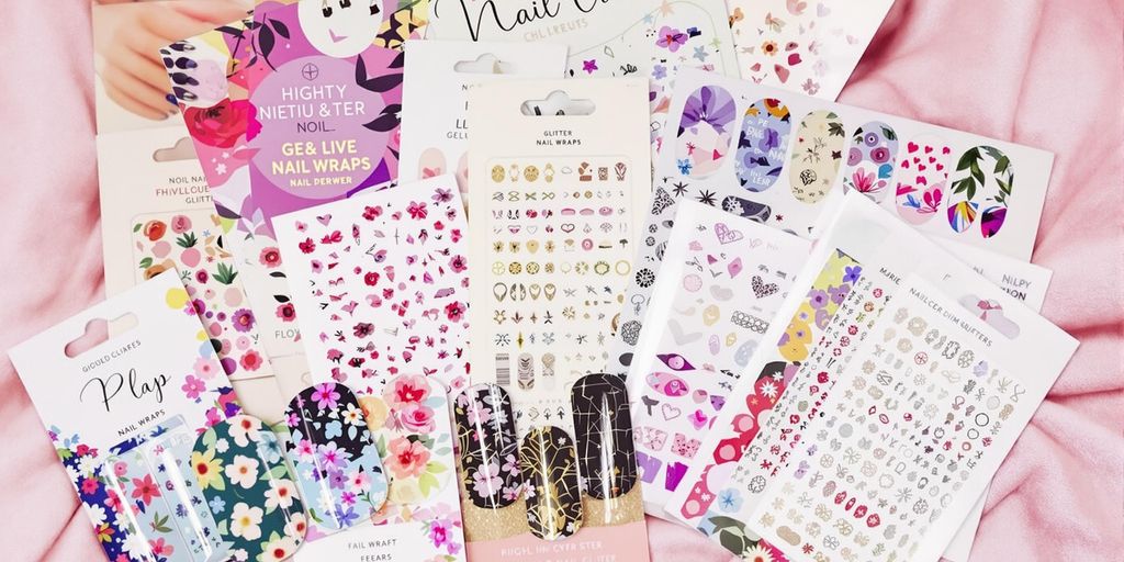 Assorted colorful nail wraps for stylish manicures.