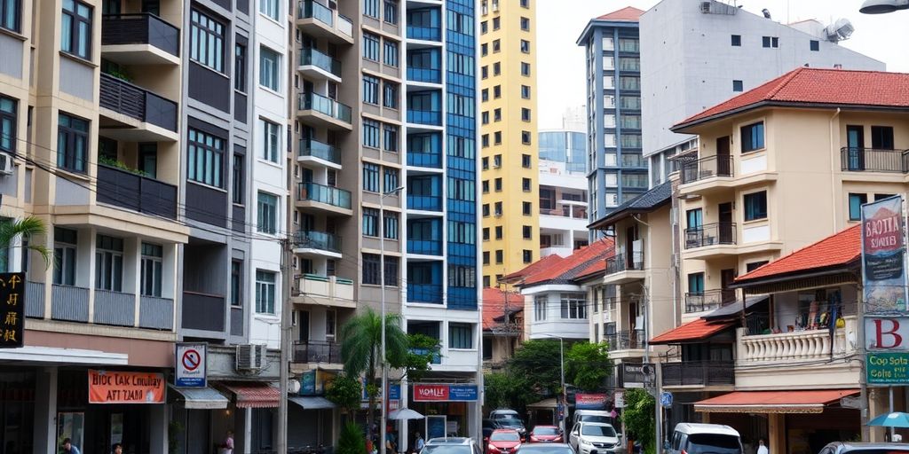 Jakarta housing scene with diverse architectural styles.