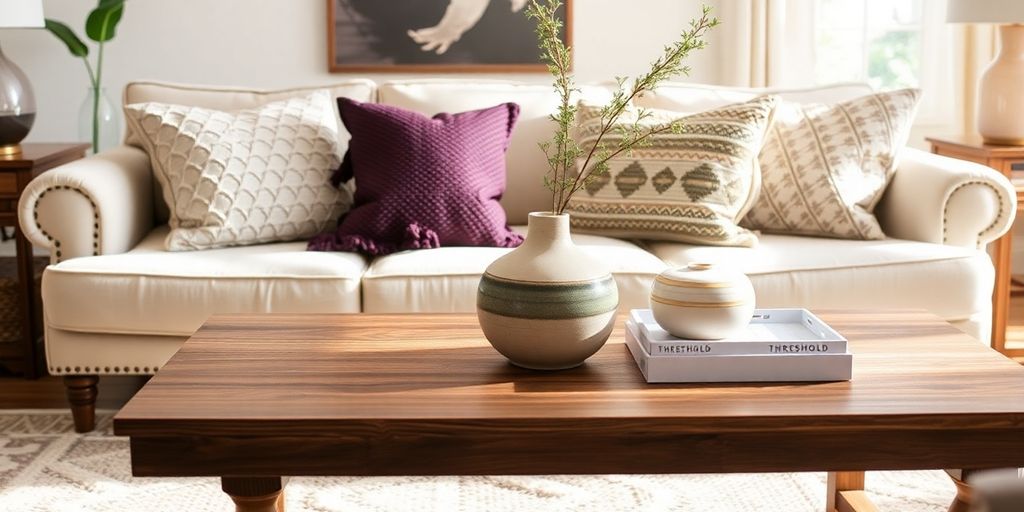 Threshold home decor items in a living room.