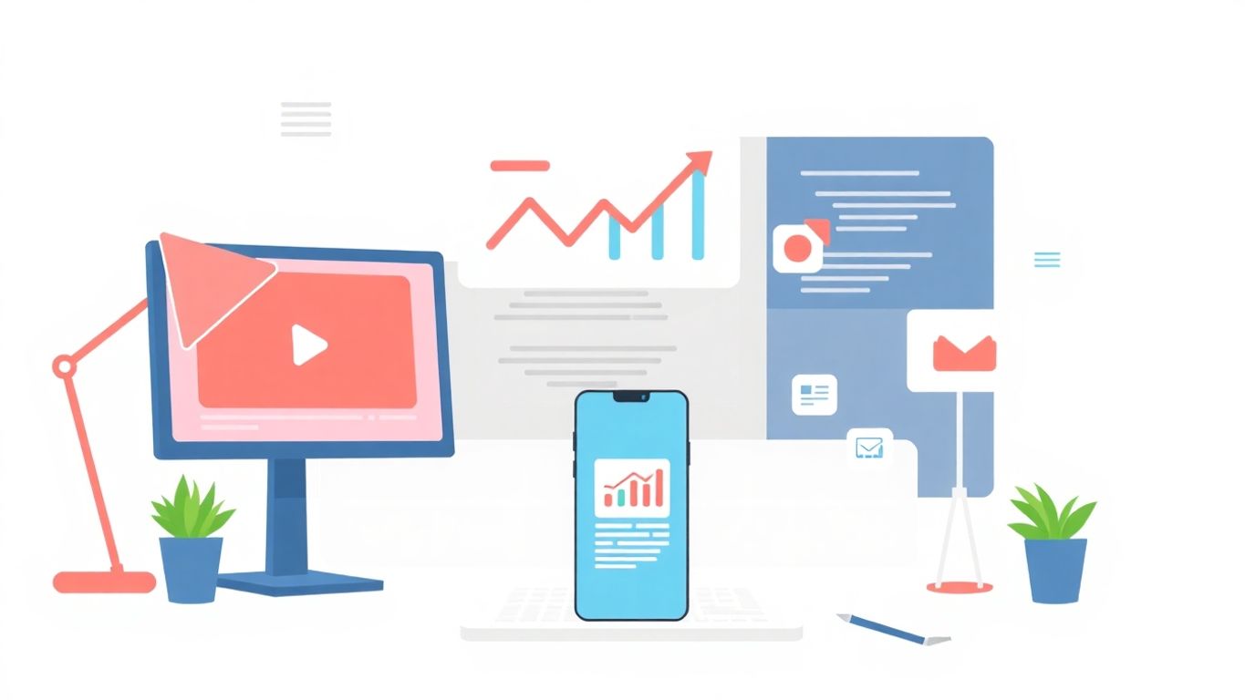 Illustrasjon av digital markedsføring med konverteringssporing.