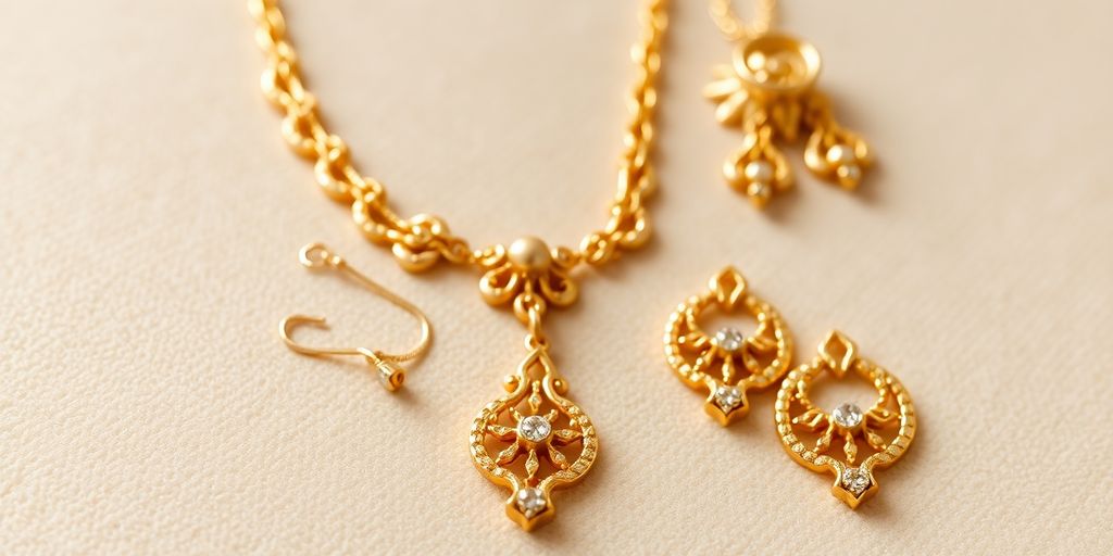 Bijoux en or sur un fond de velours.