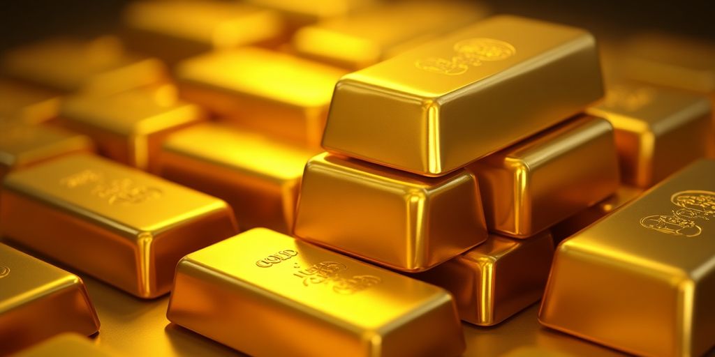 Des barres d'or brillantes empilées avec soin.
