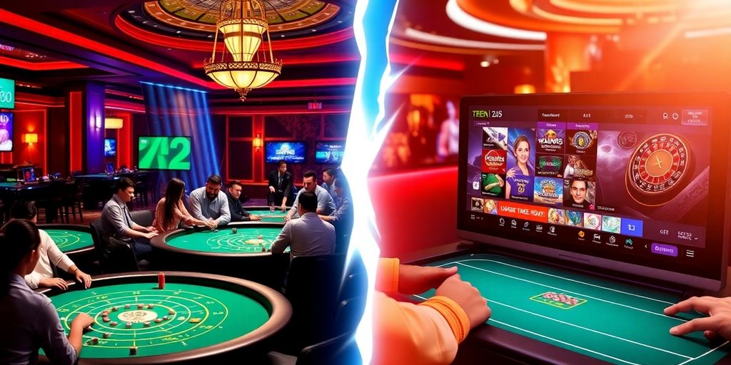 Verschil tussen live casino's en digitale tafelspelen.