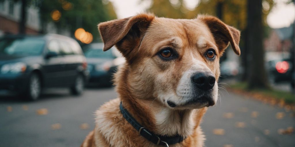 Dog with red, irritated eyes showing signs of pink eye.