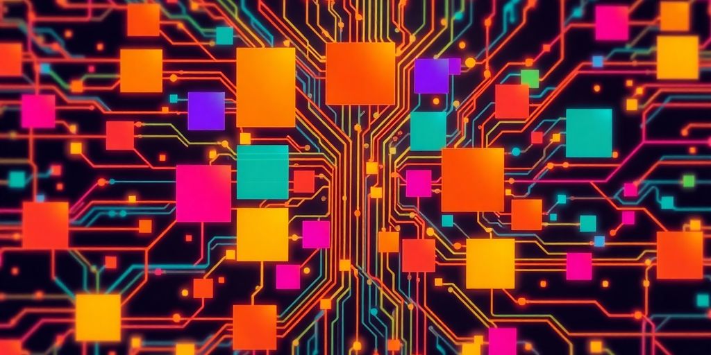 Colorful diagrams depicting React components.